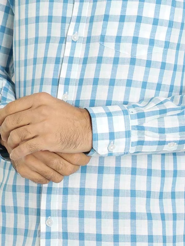 Indian Terrain Men Checkered Blue Shirt